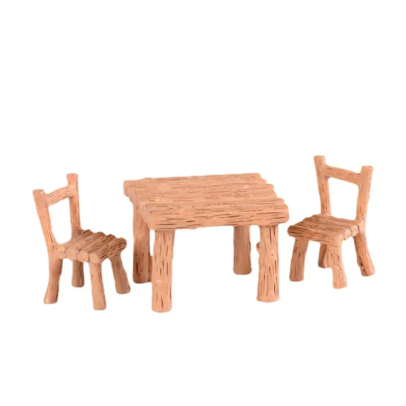 Figuras de dibujos animados, mesas y sillas cuadradas de jardinería simuladas, Mini artesanías de resina para jardín, adorno de escritorio, decoración del hogar