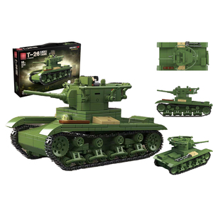 705PCS 3D tiểu cảnh Chiến Tranh Thế Giới sấm sét WW2 T-26 Xô Viết ánh sáng bộ binh khối xây dựng mô hình khối khối đồ chơi - Product Image 1