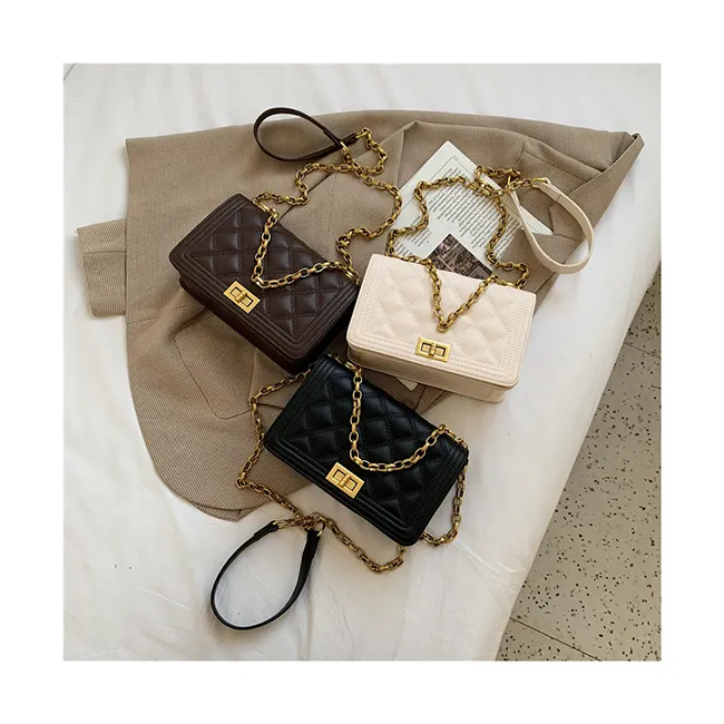 Bolso de cadena con patrón de diamantes, bolso de cuero negro, sobre para mujer, bolsos de moda de PU, individuales