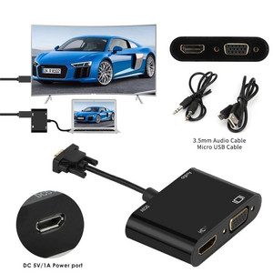 Adaptador VGA a HD, divisor VGA 1080P, salida 1 en 2, adecuado para ordenadores de escritorio, pantalla de portátiles