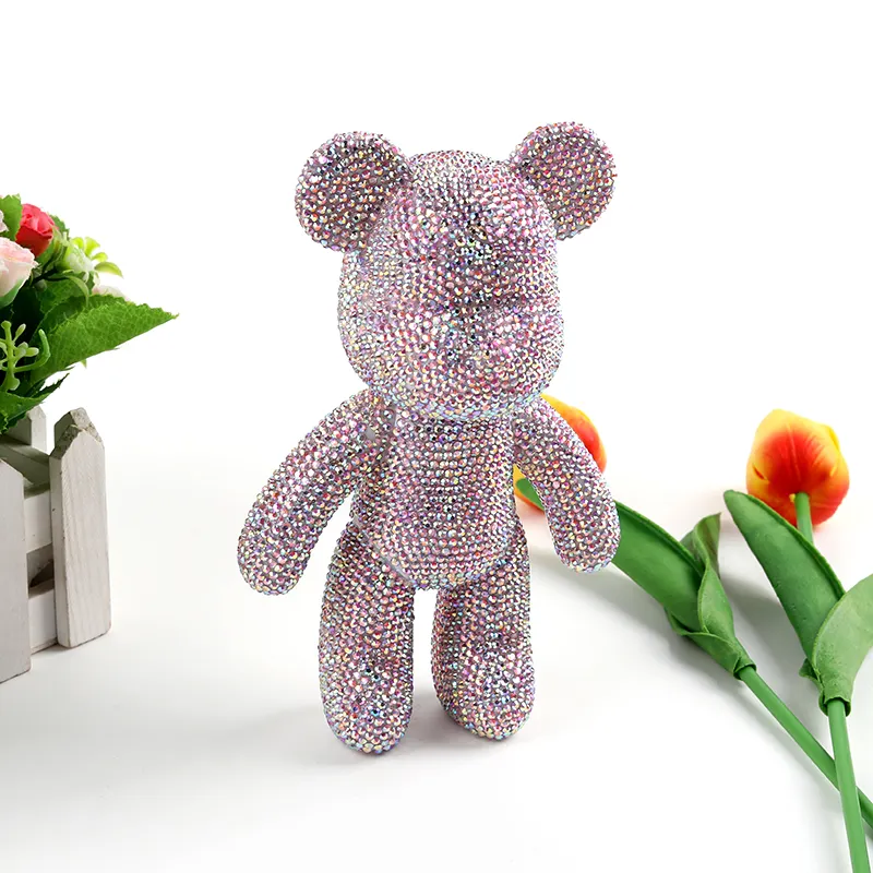 Popular New 18 cm Handmade Diy Sticking Drill Bearbrick Doll Ornament Color Bear Full Drill Tik Tok Hot Gift For Adults