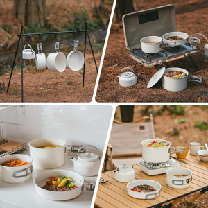 Xách tay cookwar Ấm đun nước và không dính Bộ đồ ăn ngoài trời đặt Frying Pan và chậu chảo cho cắm trại và du lịch nhà bếp cookset - Product Image 4