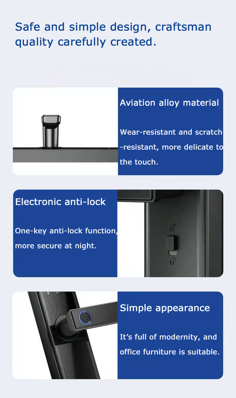 New Smart Digital  Home Tuya Wifi/ BLE Ttlock App Waterproof Biometric Fingerprint Password Key Card Smart Door Lock