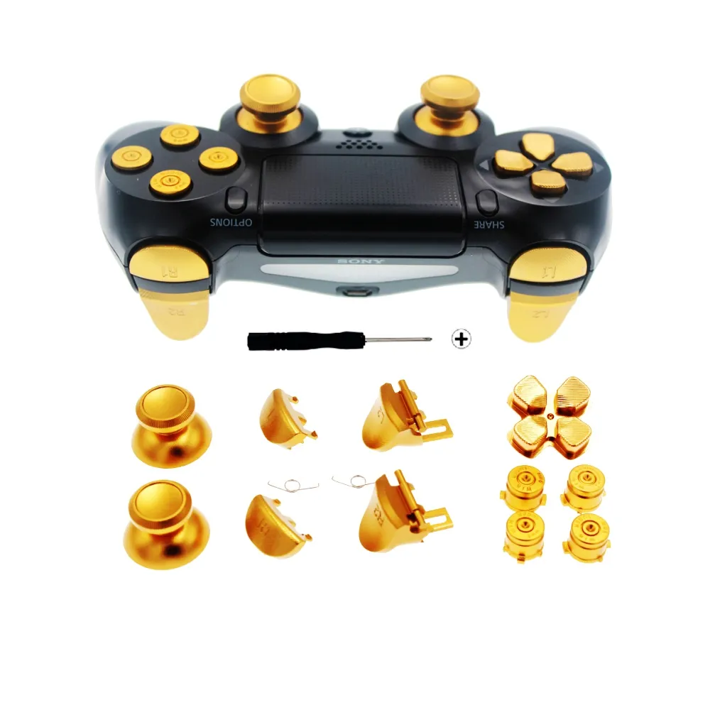 For Play Station 4 Hottest Aluminium Metal Analog Thumb Sticks Dpad Bullet Buttons For PS4 Slim For PS4 Pro Controller Joystick