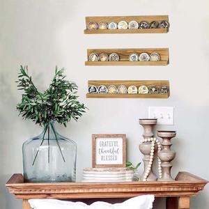 Bộ 3 mộc mạc Nâu bị cháy gỗ thách thức giữ tiền xu và sòng bạc chip hiển thị tường kệ giá - Product Image 4