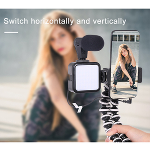 KIT-03LM Telefon halter Vlog Stativ 6500K Mini LED Video Quadratische Form Füll licht Smartphone Vlogging Kit mit Fernbedienung <span class=keywords><strong>Micro</strong></span>