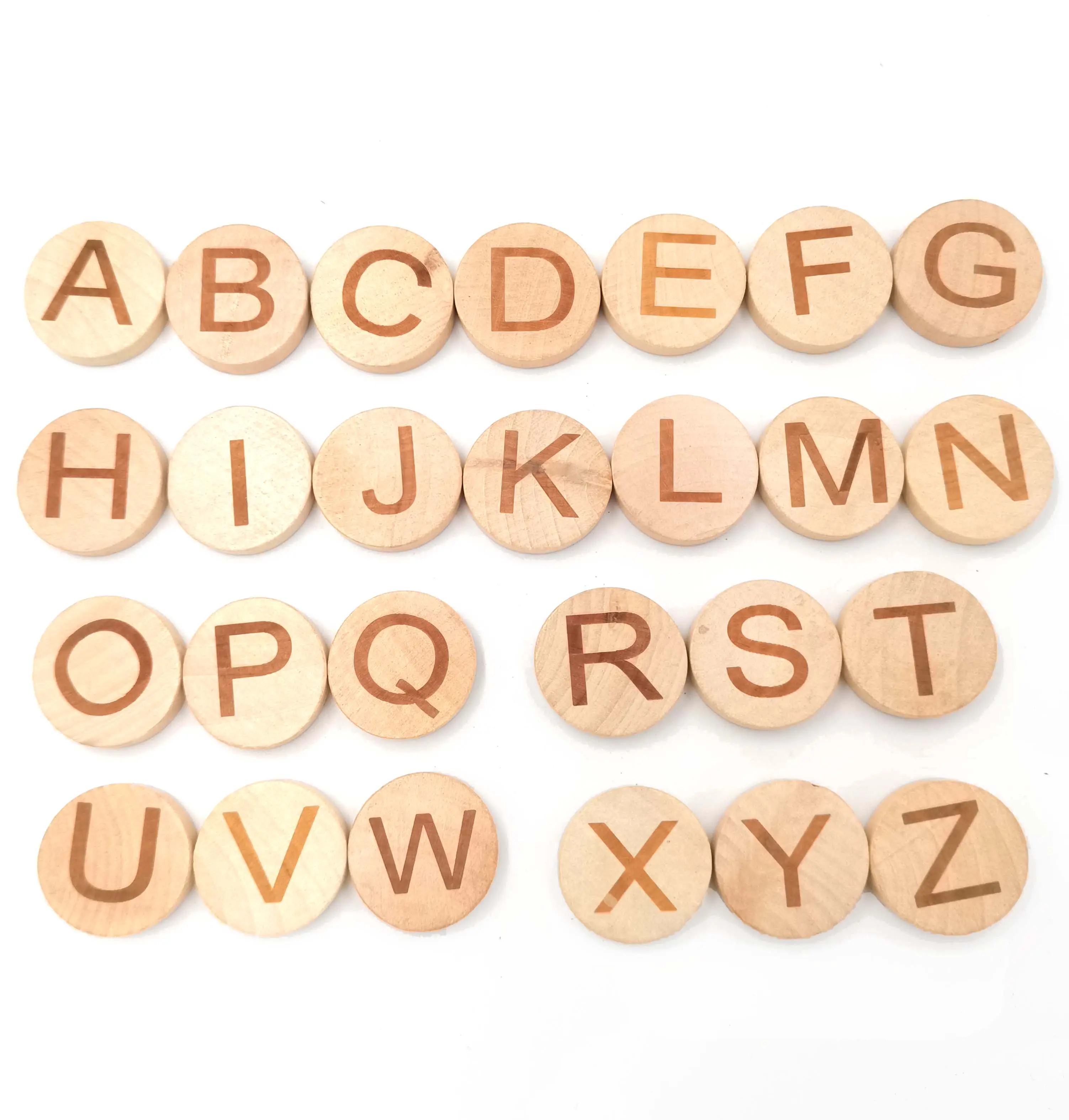 26pcs 30mm Alphabet Letters for Kids Educational Thick Round Wooden Alphabet Letters