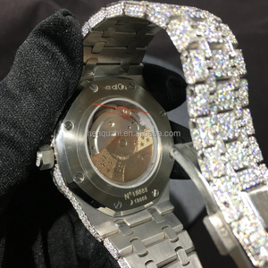 D Farbe Moissan ite Sport Mechanische Uhr mit VVS Hip Hop Edelstahl 41mm Zifferblatt durchmesser Full Pave Setting Pointer Display - Product Image 4