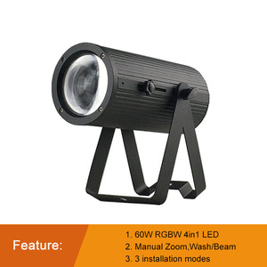 60W DMX512 RGBW LED Pinspot Light สำหรับเวทีในร่มโรงละคร - Product Image 2