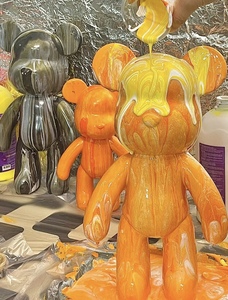 Bán buôn DIY 23cm chất lỏng Gấu bông bạo lực gấu ảm đạm gấu sơn nhà sáng tạo trang trí Handmade búp bê figurine đồ chơi - Product Image 4