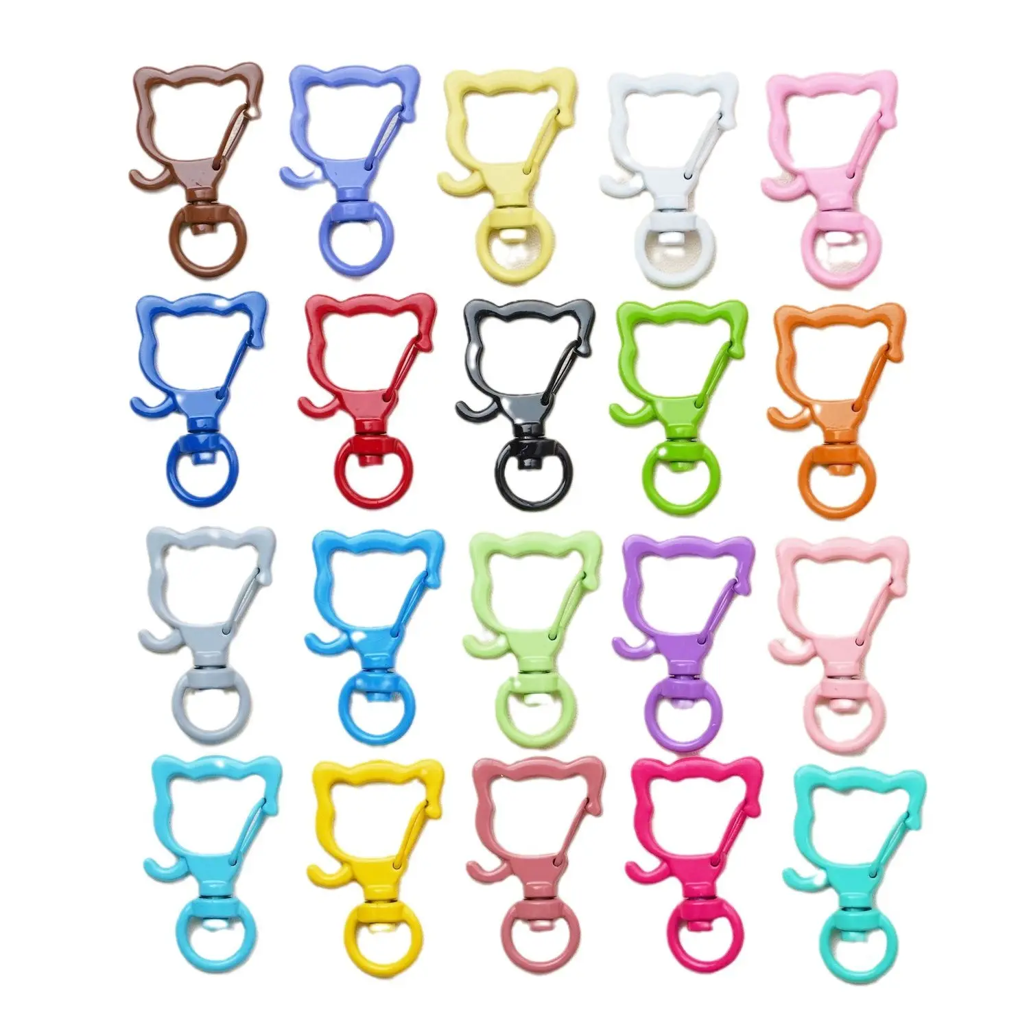 Wholesale high quality cat shape ring clasp metal snap hooks for bag hanging pendant charms DIY key chain connector clasp hooks