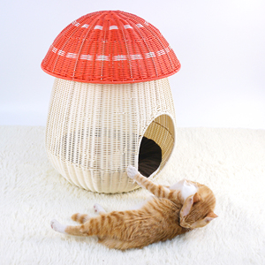 XH PP Rattan Resin Wicker Gewebte Pilzform Fabrik benutzer definierte Indoor-Hundehütten Bett Haustier käfig Zwinger haus Kratz baum mit Matratze - Product Image 2