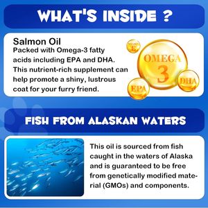 Kustom minyak Salmon untuk anjing dan kucing hewan peliharaan cairan suplemen Natural EPA <span class=keywords><strong>DHA</strong></span> asam lemak Omega 3 minyak ikan mendukung mantel kesehatan kulit - Product Image 3