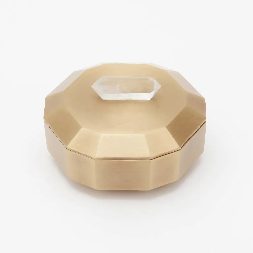 MAXERY scatola di immagazzinaggio in ottone di lusso con portagioie in cristallo contenitori per ciondoli in cristallo