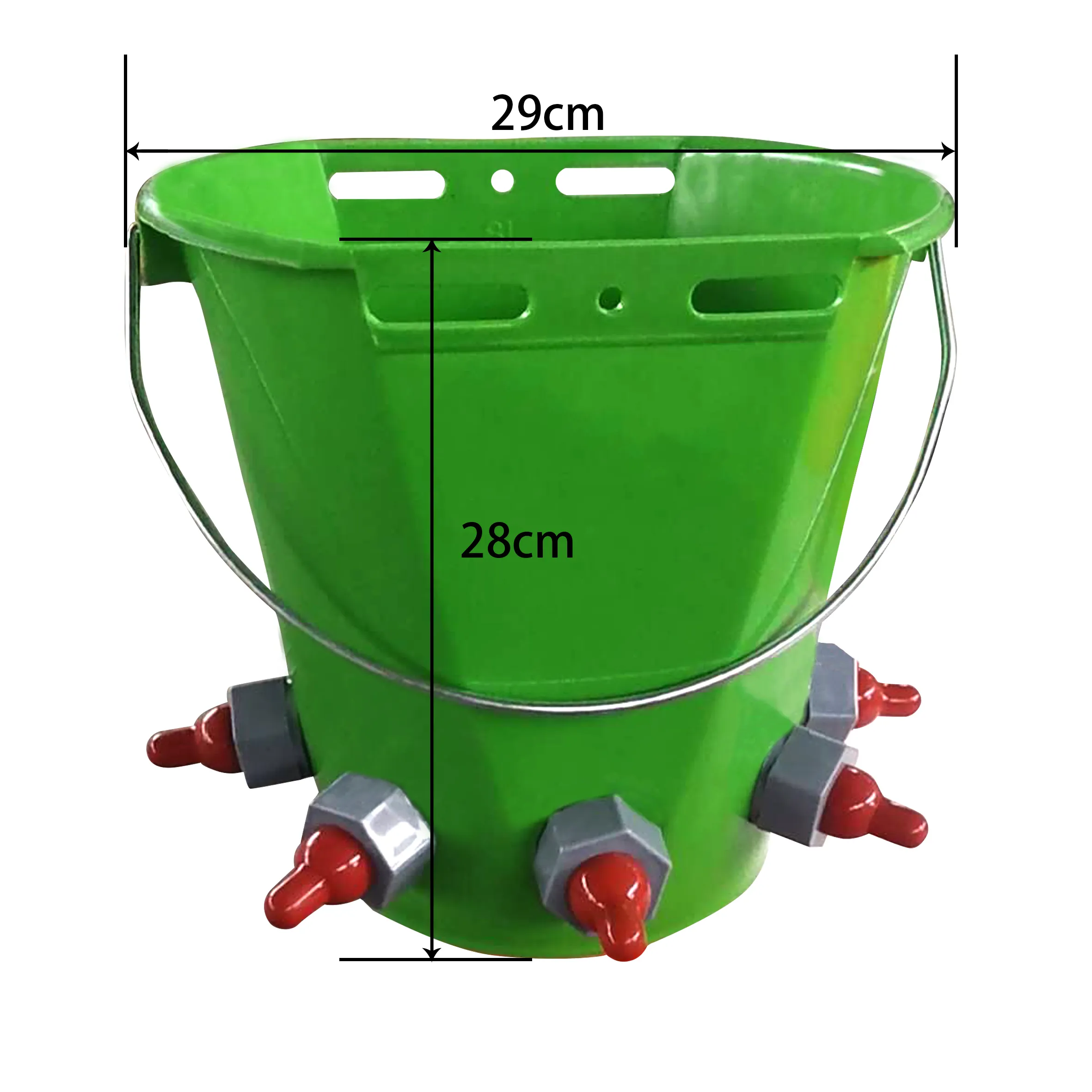Cubo de alimentación de plástico de 8L, Cubo de alimentación con 6 pezones