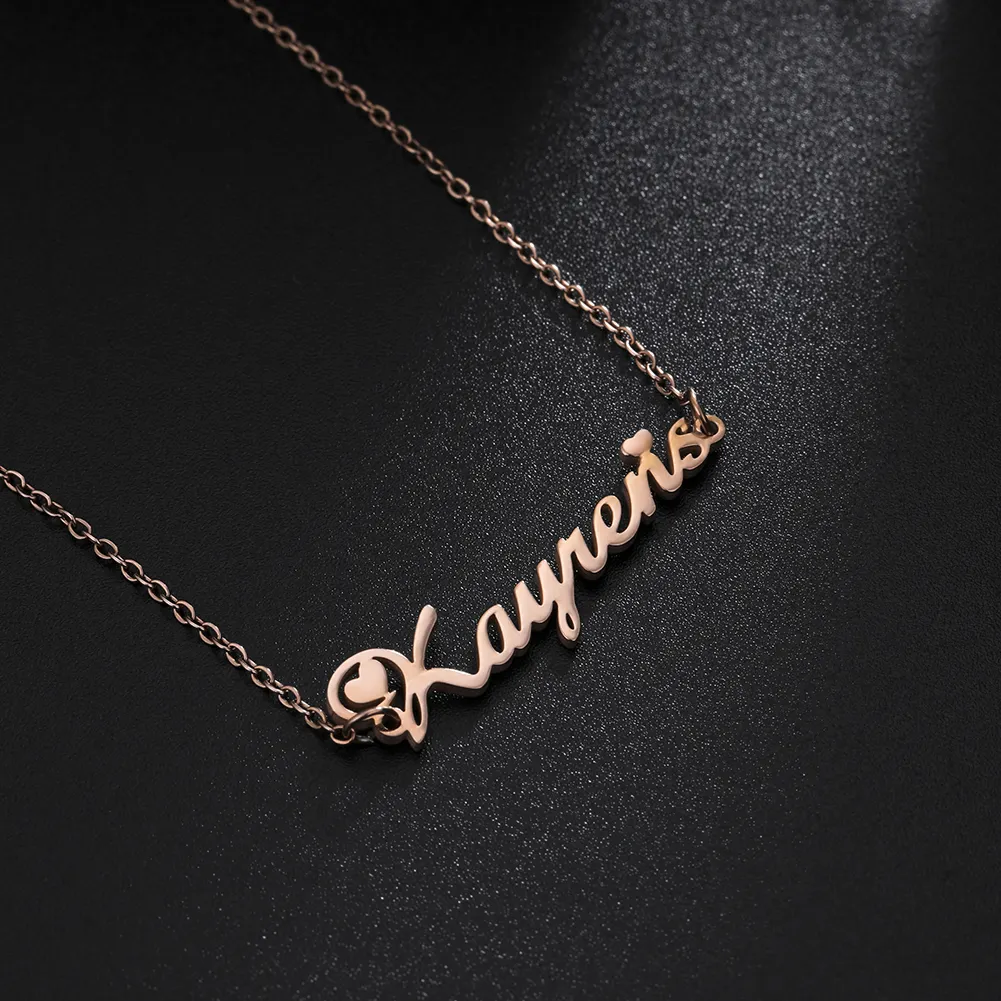 Wholesale Jewelry 14k 18k Letter Pendant Silver Custom Stainless Steel Personalized Gold Name Plate Necklace