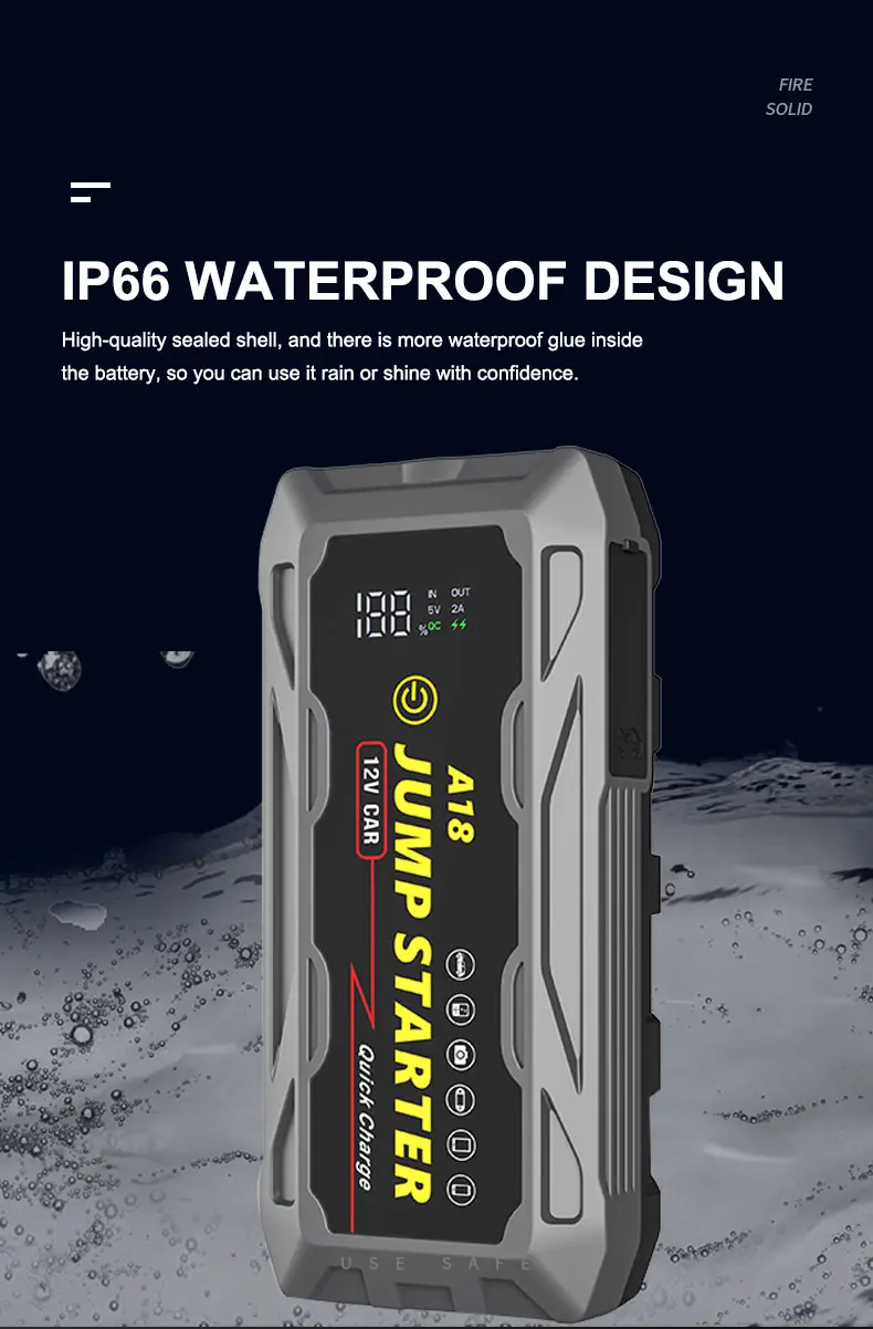Không thấm nước IP66 lớp 20000mAh 12V di động xe nhảy khởi động 3000A công suất cao pd66 Sạc Nhanh Pin Booster Auto Jumper