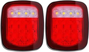 Tsinye ไฟสัญญาณเลี้ยว LED หยุดไฟเบรคท้ายรถสำหรับรถบรรทุกสี่เหลี่ยมสำหรับ JEEP YJ TJ JK CJ ในเลนส์สีแดง - Product Image 2