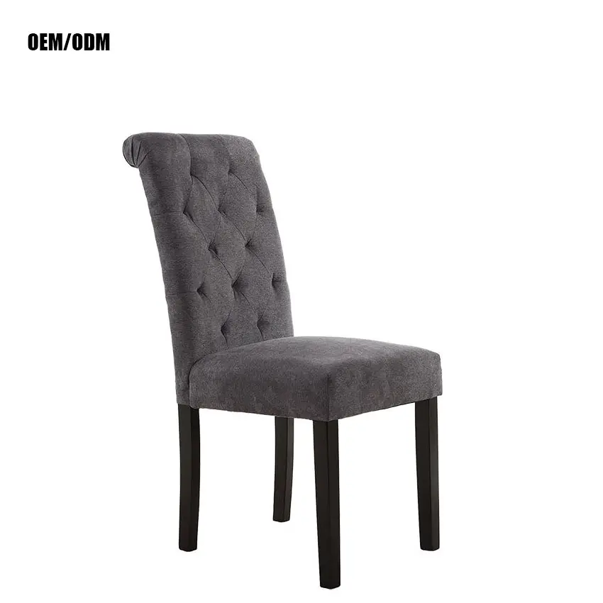 Chaise-Chaise-Salle per la casa sedia da pranzo con ciuffo in tessuto grigio scuro con gambe in legno massello