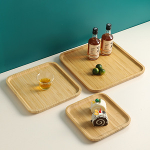 家用小吃酒店派对耐用矩形服务托盘独特图案设计新日式竹板 - Product Image 5