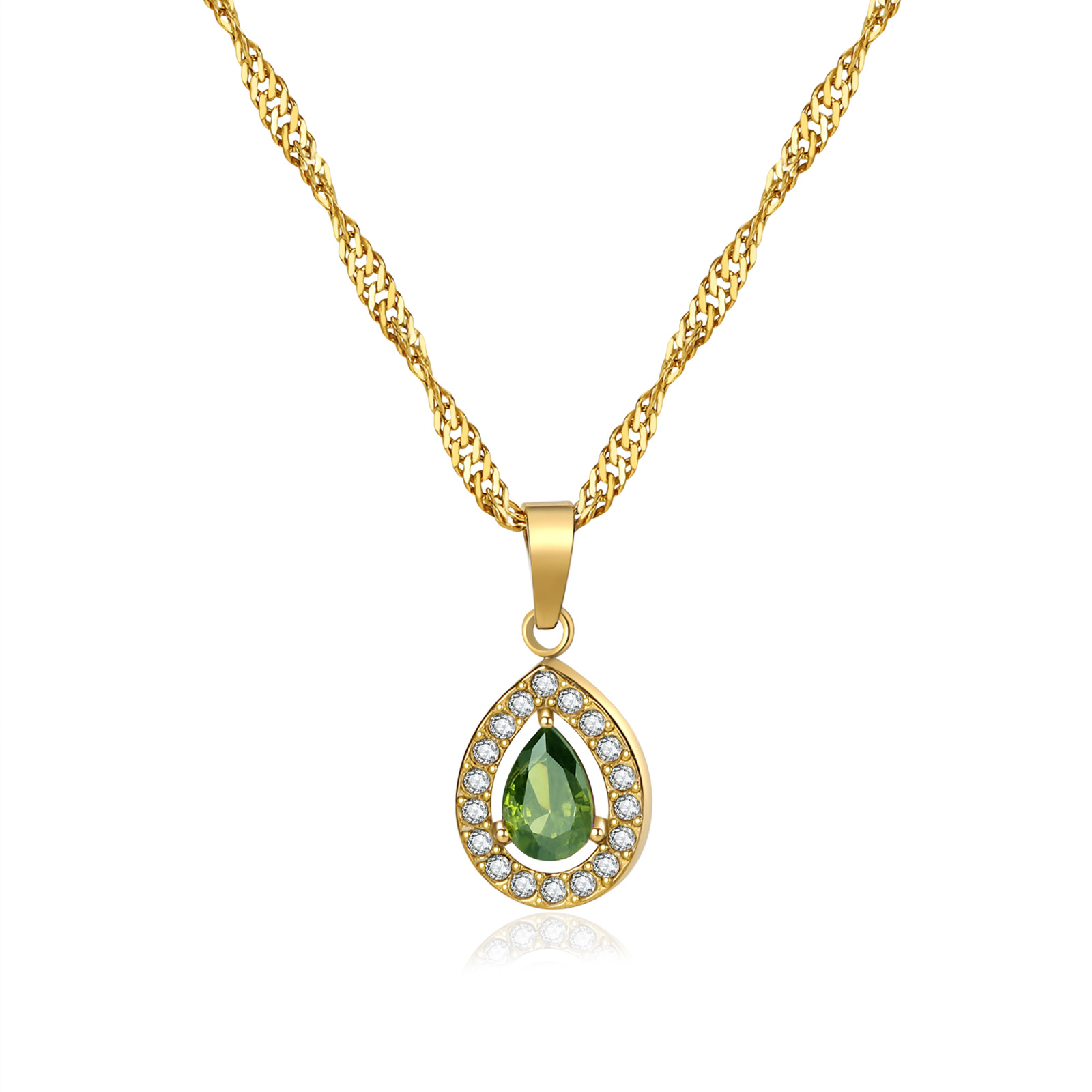 Golden olive green zirconium encircling drill water drops