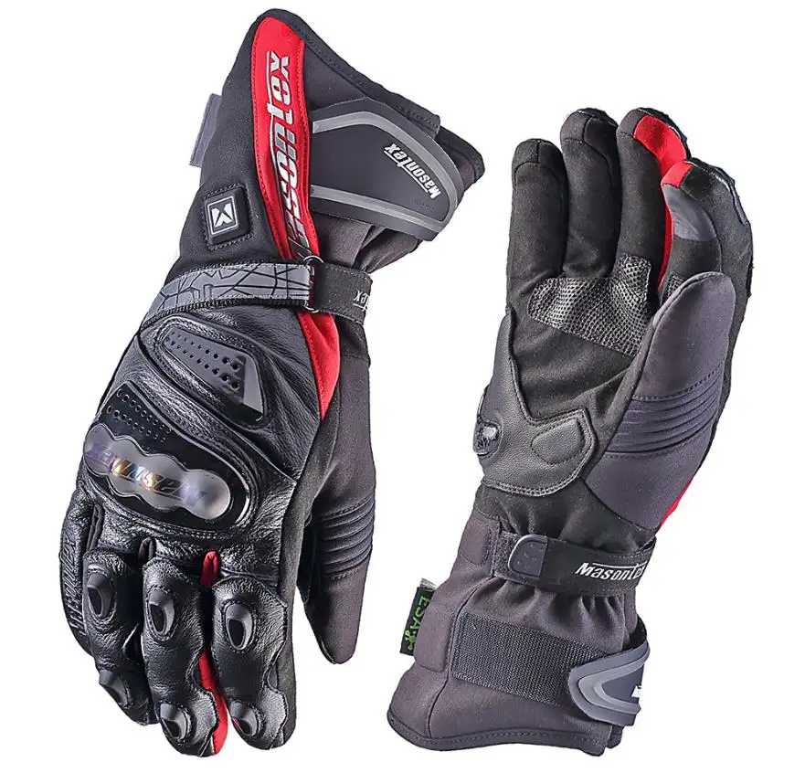 Masontex Titanium Alloy Case Electric Heating Racing Gloves Leather Warm Waterproof Microfiber Motorcycle Gloves