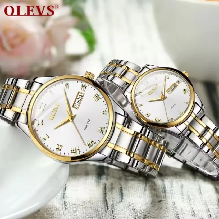 OLEVS 5568 venta al por mayor de China reloj de cuarzo personalizado luminoso impermeable pareja reloj