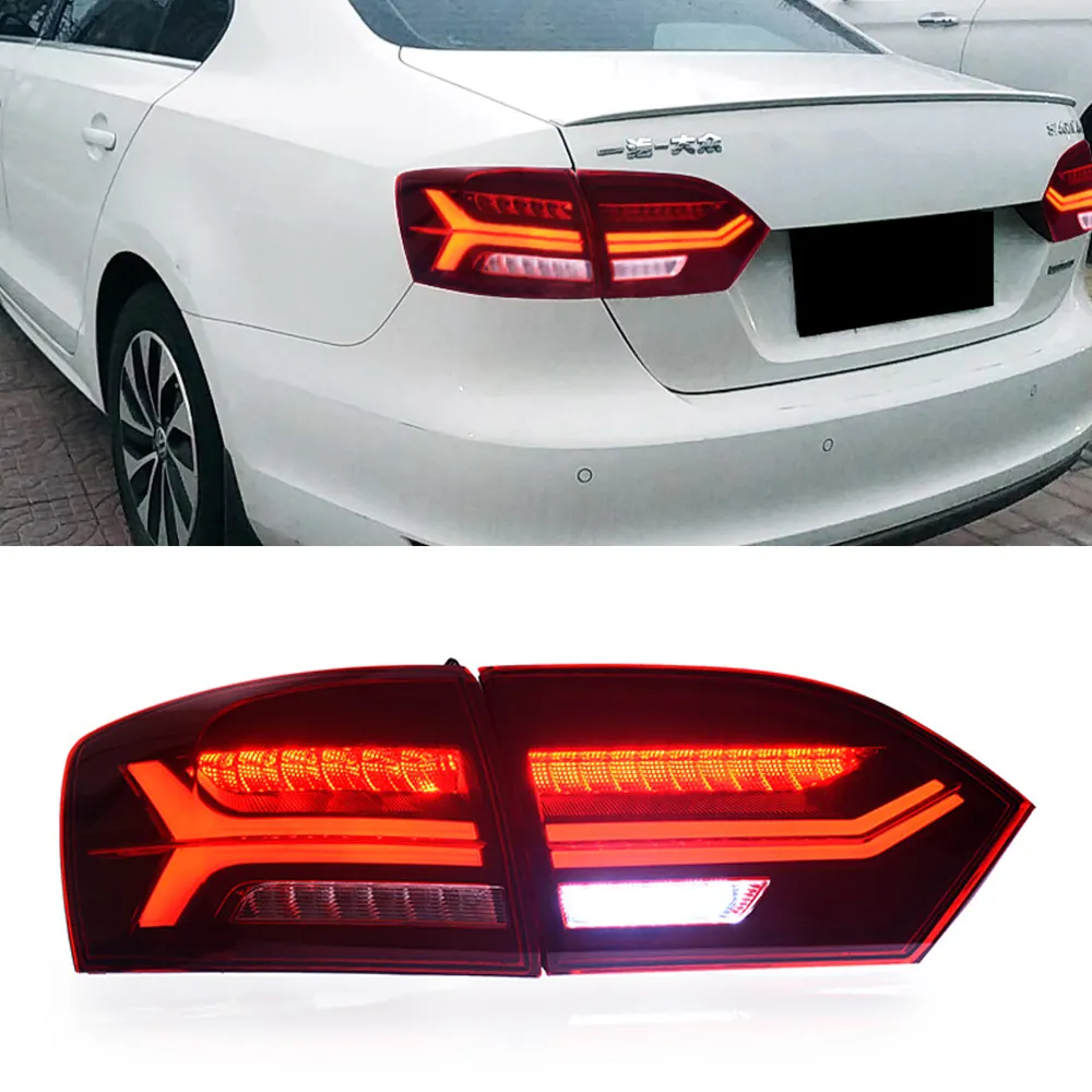 Feu arrière pour Volkswagen Jetta 2012, 2 pièces, phare LED pour voiture avec signalisation de freinage, clignotant dynamique inversée, 2013, 2014, MK6