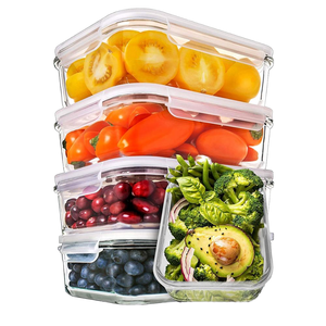 5 <span class=keywords><strong>g</strong></span>ói 22oz cao thủy tinh Borosilicate nhà bếp lưu trữ container PP có nắp đậy + Silicone con dấu kín máy rửa chén lò vi sóng an toàn - Product Image 1