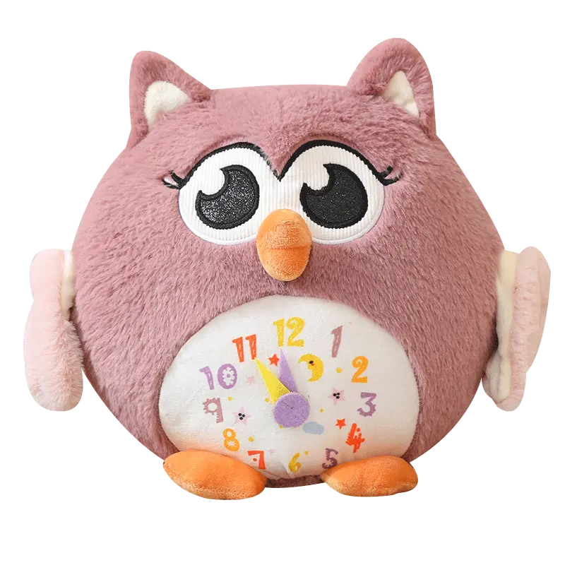 Nouveau design personnalisé 12 heures horloge grands yeux hibou en peluche jouet animé hibou en peluche animal couverture et oreiller pliables