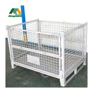 Jaula de almacenamiento apilable para palés de metal con ruedas, contenedor de malla de alambre, jaula de almacenamiento de acero - Product Image 1