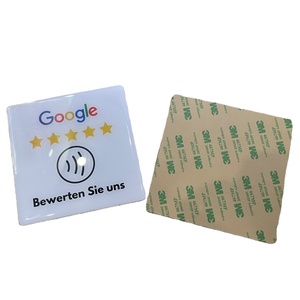 Scheda quadrata rotonda Google Review NFC con adesivo epossidico