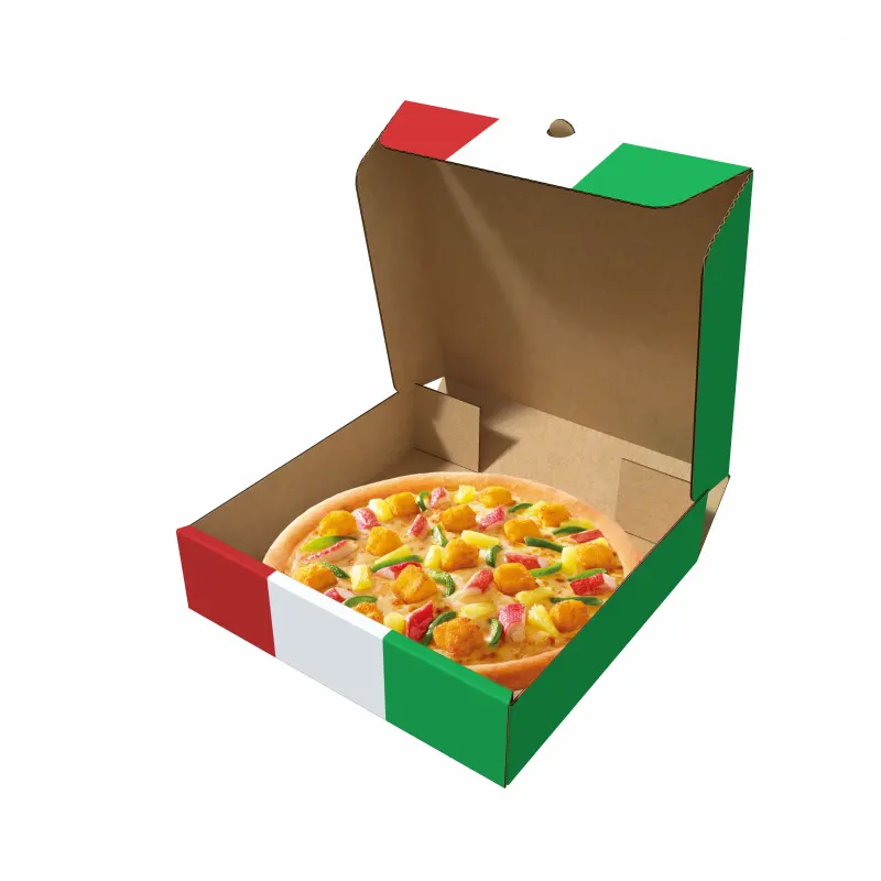 사용자 정의 인쇄 크기 E 플루트 골판지 Caja Para 피자 상자 식품 등급 피자 포장 상자
