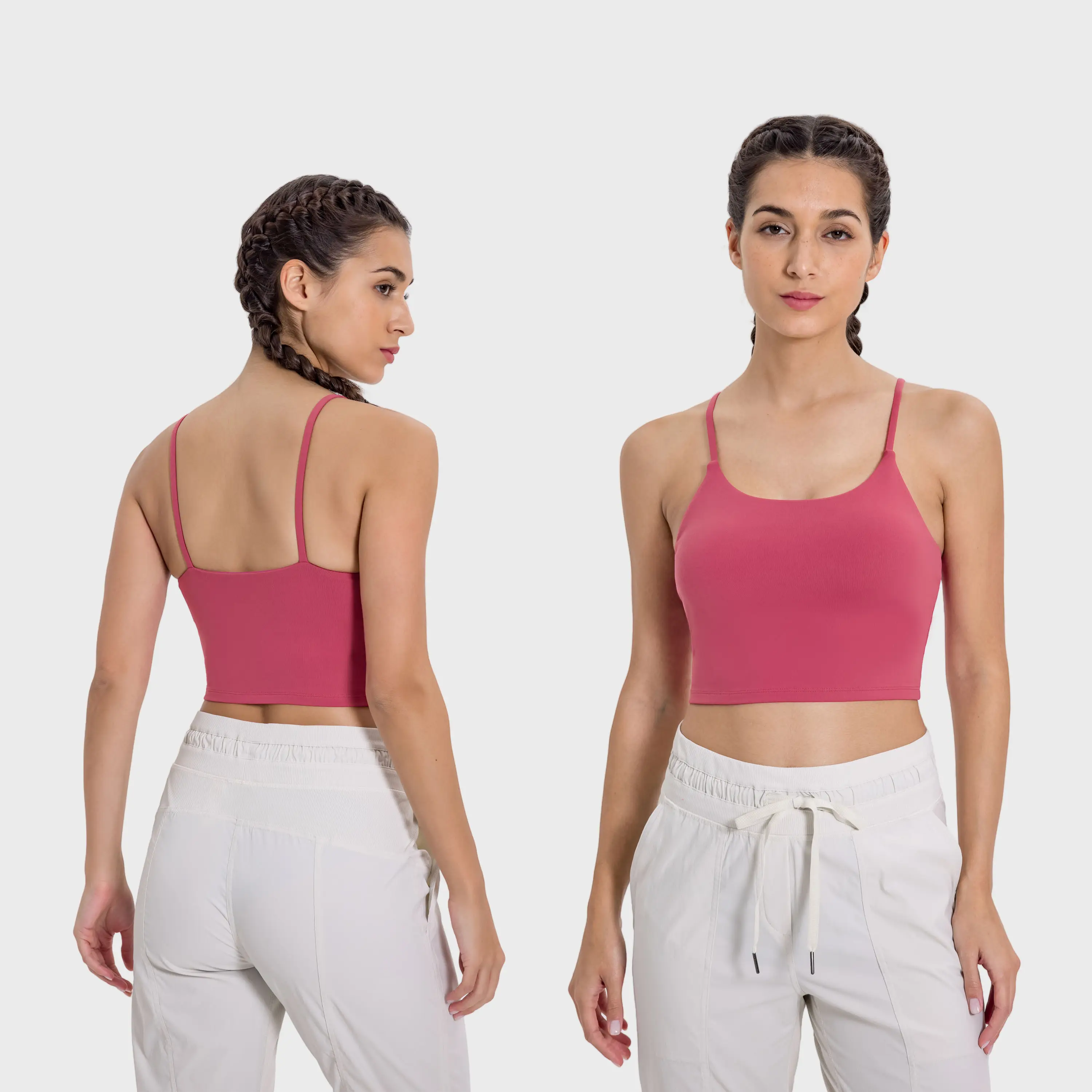 2024 Nieuwe Kleuren Sportvest Met Gewatteerde Sexy Dunne Riem Mooie Rug Workout Yoga Crop Top Vest Voor Vrouwen