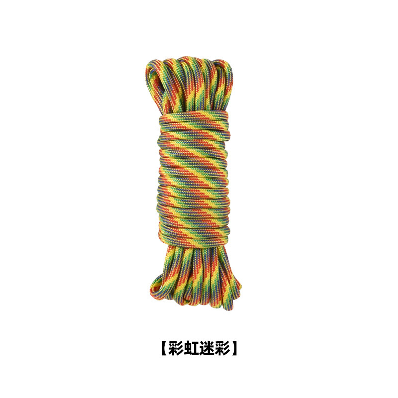 A bundle of 100 meters of rainbow camouflage rope