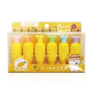 6支创意迷你绘图记号笔胡萝卜仙人掌设计彩色荧光荧光笔平刷笔尖套装包装 - Product Image 4