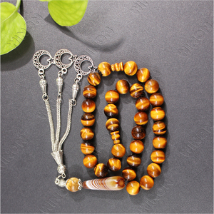 फैक्टरी थोक 33 प्राकृतिक बाघ नेत्र पत्थर टास्बिह मिसाहा सुधा मुस्लिम (ईसालैमिक) रस्सी प्रार्थना - Product Image 4