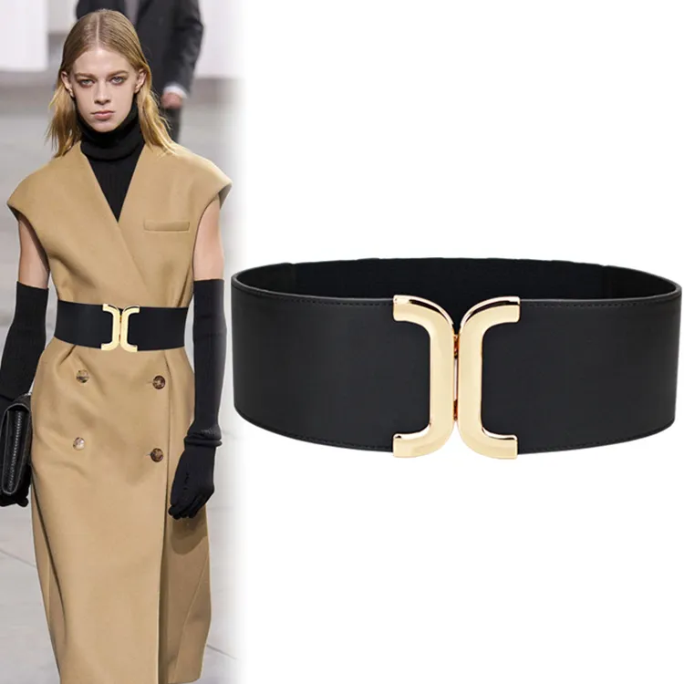 Ceintures de créateur simples et polyvalentes boucle PU grande taille ceintures larges mode ceinture rétro pour les femmes