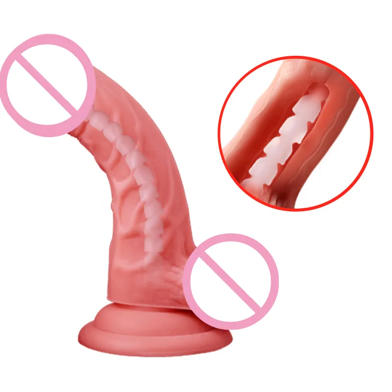 Kadın gerçek deri yapay Penis için gerçekçi Dildos sürgülü Foreskin kauçuk Penis büyük boy damarlar ile