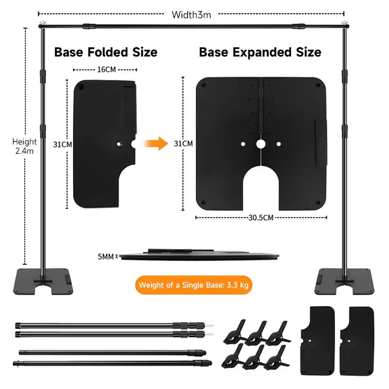 Support de fond de 2.4*3 m (plaque de base se pliante d'U-port)