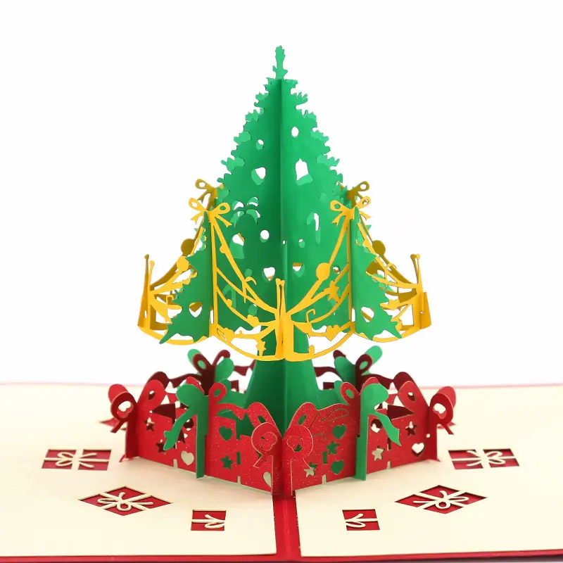 Suministros de decoración navideña, tarjeta de regalo hecha a mano personalizada, tarjeta de felicitación 3D