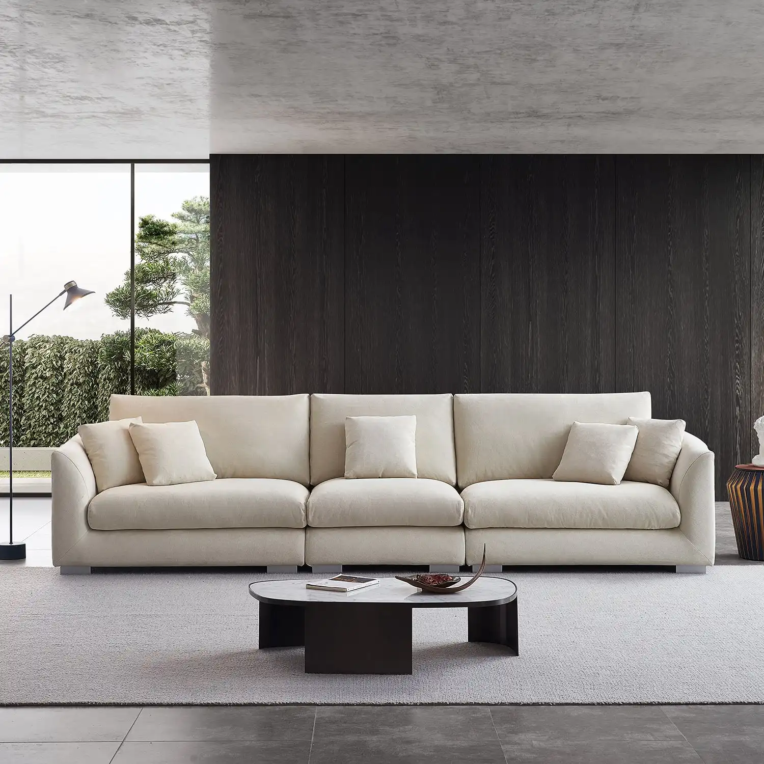 Sofá de oficina en la nube minimalista de alta calidad, sofá de tela, sofá seccional para sala de estar