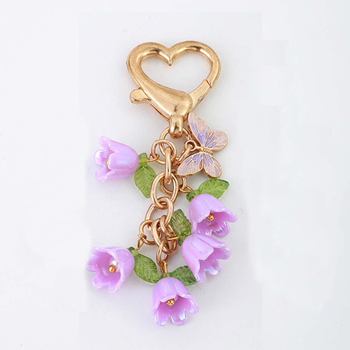 Porte-clés papillon perle fleur en métal * A