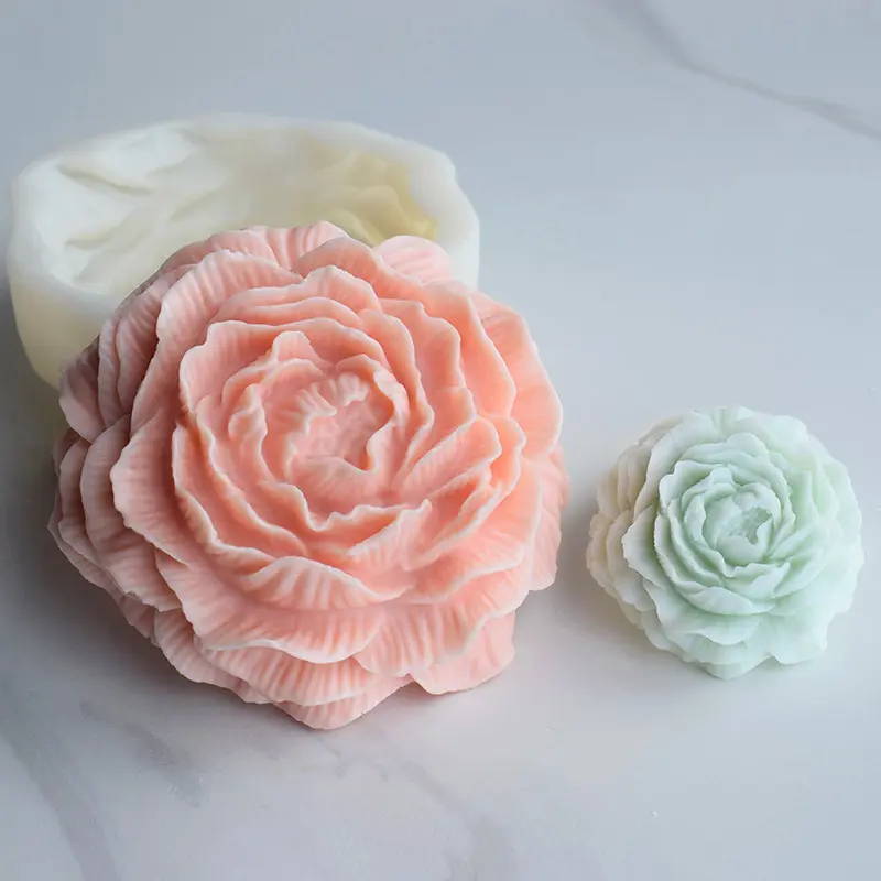 Gran XL 3D peonía vela molde de silicona DIY gran flor perfumada vela molde