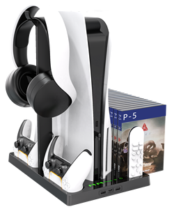 2024 <strong>New</strong> Cooling Stand for PlayStation 5 Video Games Console Charging Station with Remote <strong>Controls</strong> and Gamepads Accessory - Product Image 5
