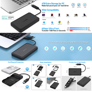 Benfei 2.5 Inch SATA Để <span class=keywords><strong>USB</strong></span> Công Cụ Miễn Phí Bên Ngoài Ổ Cứng Bao Vây Loại C/A Để SATA Tương Thích Cho 2.5 Inch SSD - Product Image 2