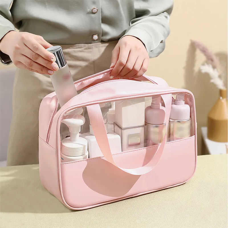 Tragbare Kosmetik tasche Frauen Trans lucent Makeup Bag Bad wasch beutel mit großer Kapazität Multifunktion reise Wasserdichter Aufbewahrung koffer