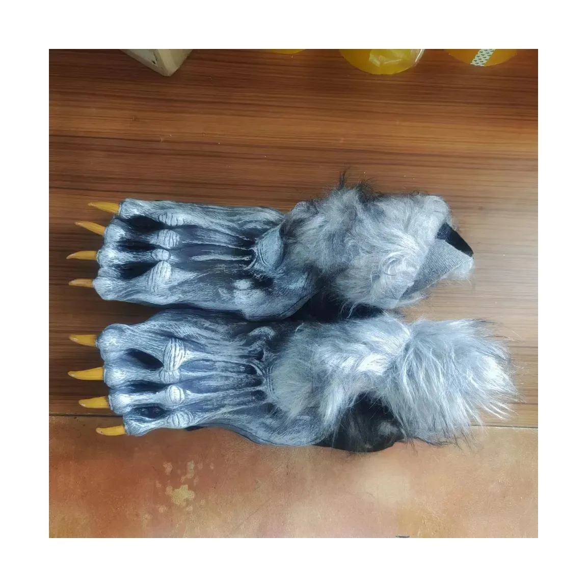 WEREWOLF WOLF FURRY FEET GREY SILBER FANTASTISCHES KLEID KOSTÜM HALLOWEEN SCHUH ABDECKUNGEN