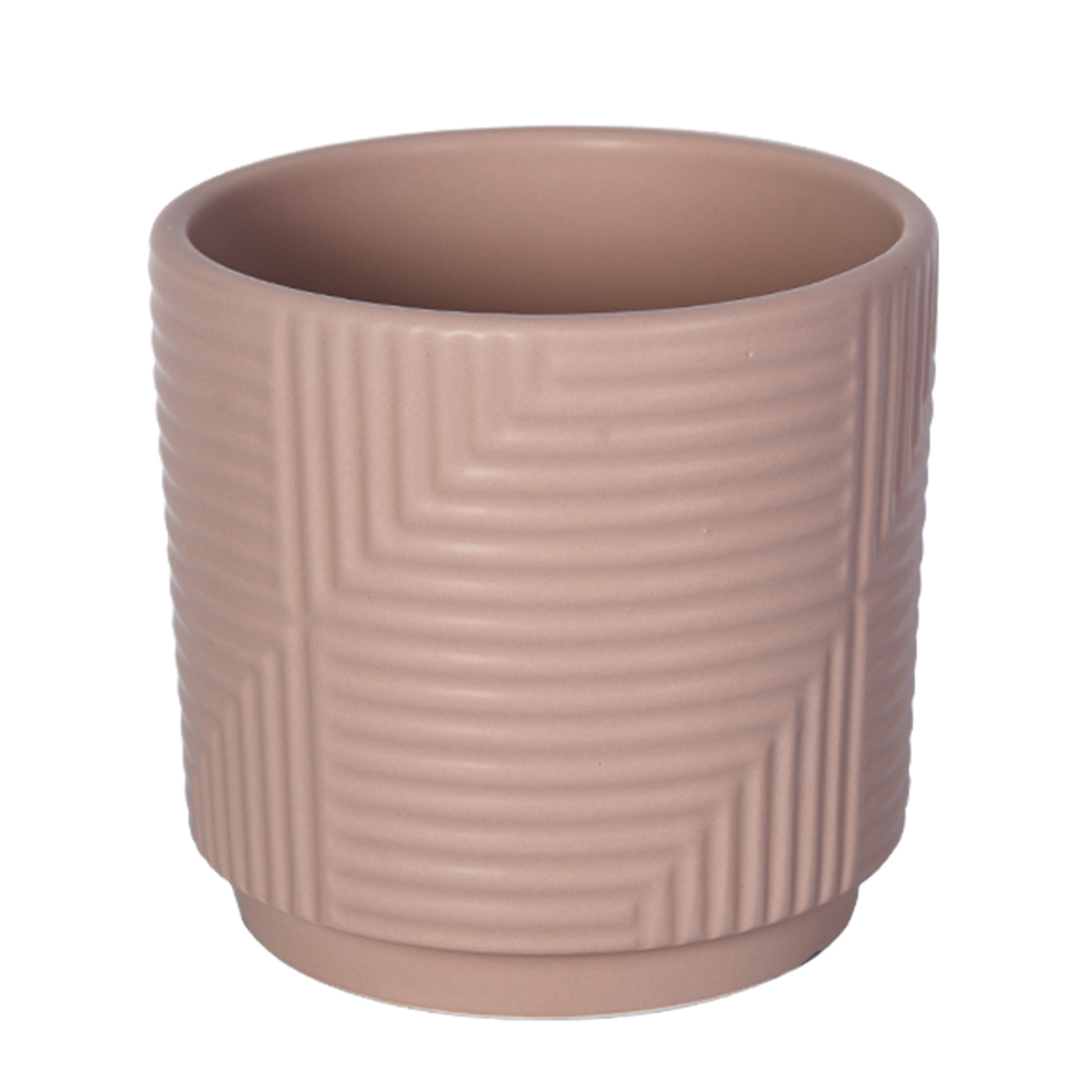 Wholesale Garden Indoor striped Flower Pots Decor White Modern Small Ceramic Plant Pots