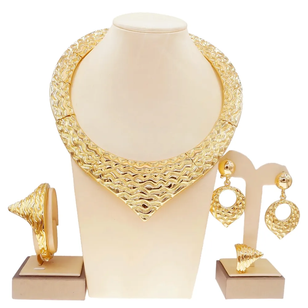 Yulaili-joyería chapada en oro de aleación de cobre para mujer, estilo de oro italiano y brasileño, diseño de lujo, joyería para fiesta